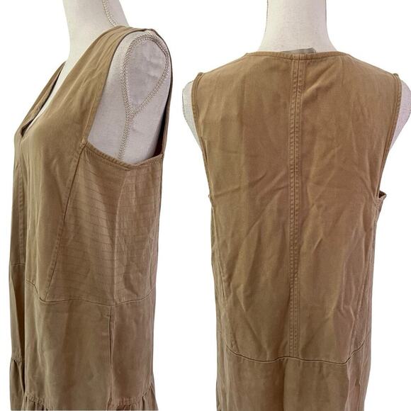 Everlane Tencel V Neck Sleeveless Tiered Midi Tank Dress L Neutral Sustainable - Picture 3 of 7